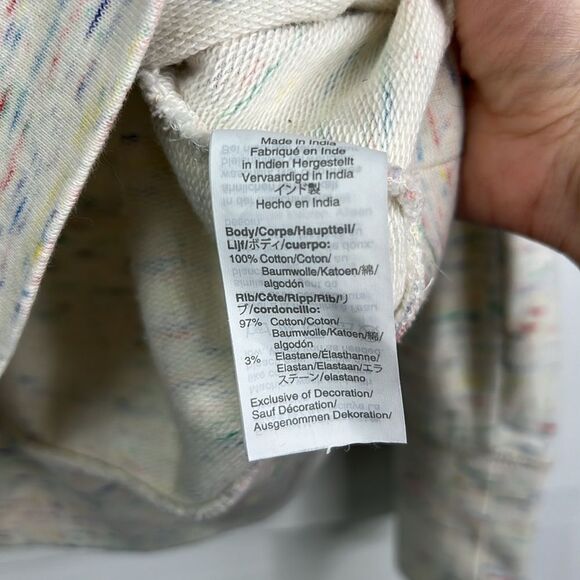 J. Crew Cream & Rainbow Heathering Hoodie with Tassels Size Medium - Picture 8 of 13